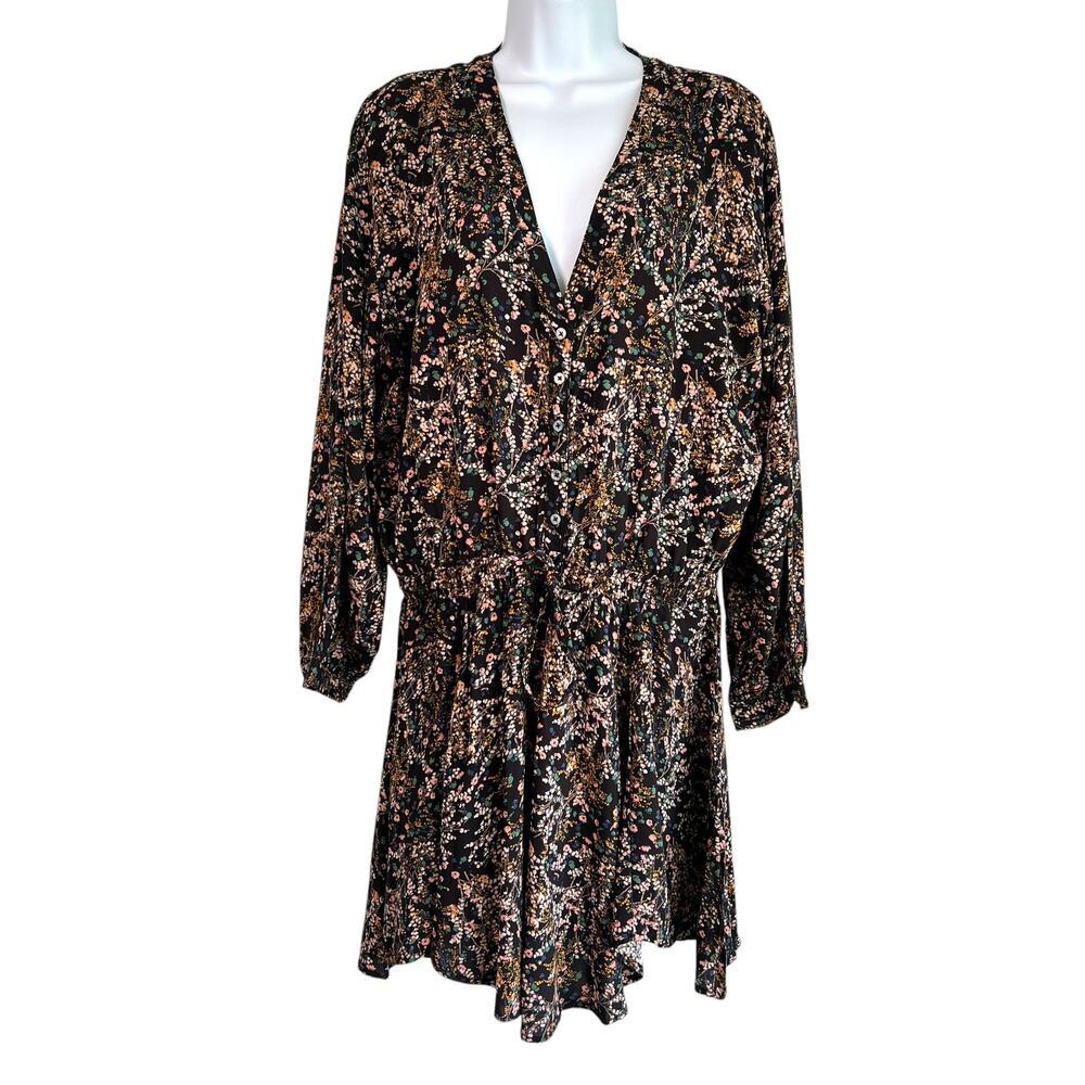 O'Neill Tylee Dress Black Floral Print Womens‎ Medium Cottage Beachy Surfer NWT